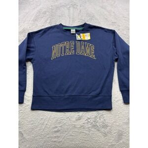 Notre Dame Fighting Irish Navy Blue Crewneck Sweatshirt Mens Medium Short NCAA